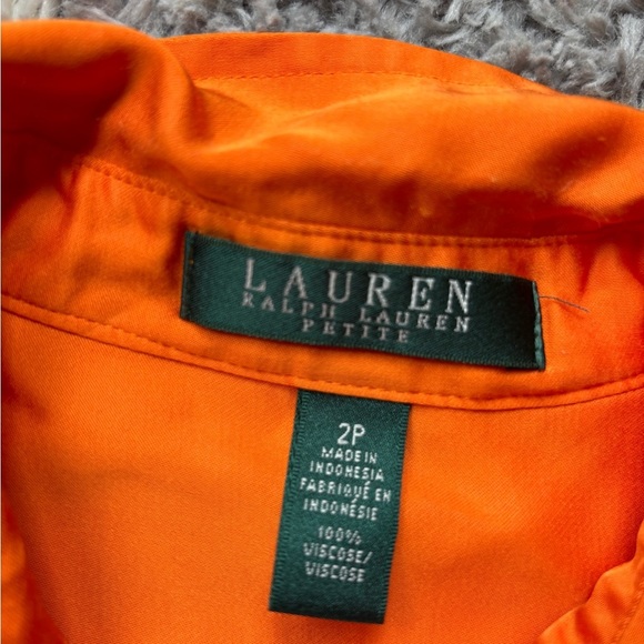 Lauren Ralph Lauren Viscose Belted Military Shirtdress in Fire Orange Sz. 2P - Picture 7 of 8